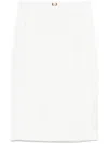Elisabetta Franchi Satin-trim Crepe Midi Skirt In White