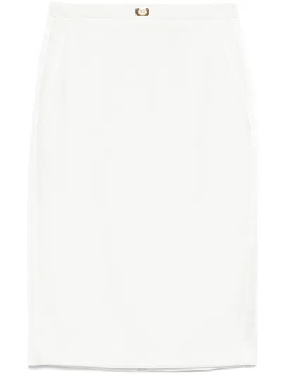 Elisabetta Franchi Satin-trim Crepe Midi Skirt In White