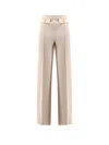 Elisabetta Franchi Wide Leg High Waist Trousers With Buttoned Flaps In Neutral