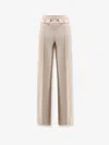 Elisabetta Franchi Wide Leg High Waist Trousers With Buttoned Flaps In White