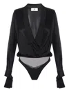 Elisabetta Franchi Panelled Button-cuff Bodysuit In Black