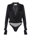 Elisabetta Franchi Panelled Button-cuff Bodysuit In Black