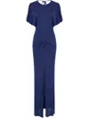 Elisabetta Franchi Scallop-edge Gown In Blue