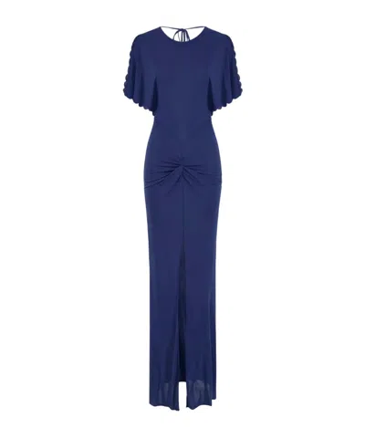 ELISABETTA FRANCHI SCALLOP-EDGE GOWN