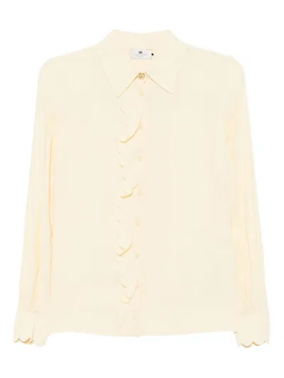 Elisabetta Franchi Scallop-embroidered Shirt In Yellow