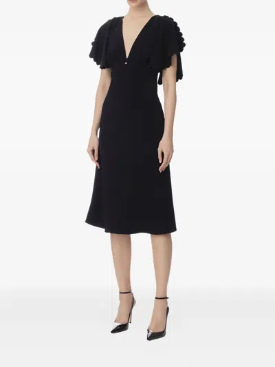 Elisabetta Franchi Scalloped-edge V-neck Dress In Black