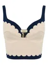 Elisabetta Franchi Scalloped-hem Top In Neutral