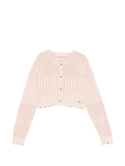 Elisabetta Franchi Kids' Scalloped Knitted Cardigan In Pink