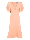 Elisabetta Franchi Waist Fitted Midi Length Scalloped V-neck In Orange
