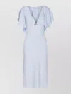 Elisabetta Franchi Scalloped Sleeves V-neck Midi Dress