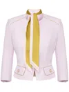 Elisabetta Franchi Cropped Tailored Jacket With High Neckline In Pink
