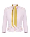 Elisabetta Franchi Cropped Tailored Jacket With High Neckline In White