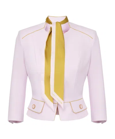 ELISABETTA FRANCHI ELISABETTA FRANCHI TWO-TONE FOULARD SCARF DETAILED CRÊPE JACKET