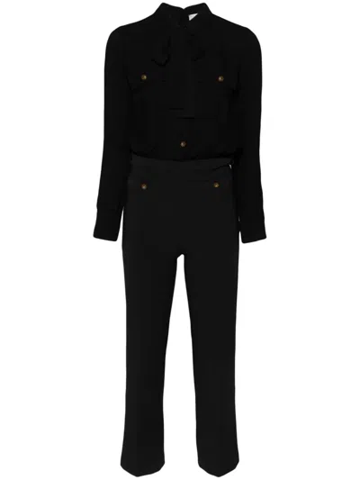 Elisabetta Franchi Scarf-detail Crepe Jumpsuit In Black  