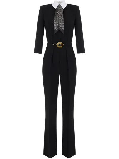Elisabetta Franchi Scarf-detail Jumpsuit In Black