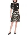 Elisabetta Franchi Scarf Neck Wool Mini Dress In Black