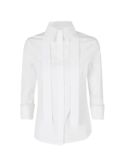 Elisabetta Franchi Scarf-detail Three-quarter-sleeve Shirt In White