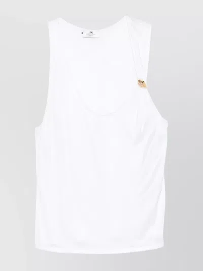 Elisabetta Franchi Scoop Neck Sleeveless Tank Top With Gold Embellishment In Beige
