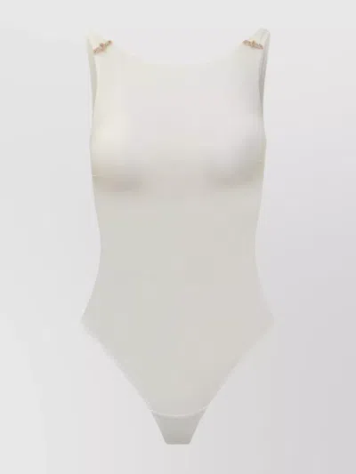 Elisabetta Franchi Scoop Neckline Thong Cut Lingerie In White