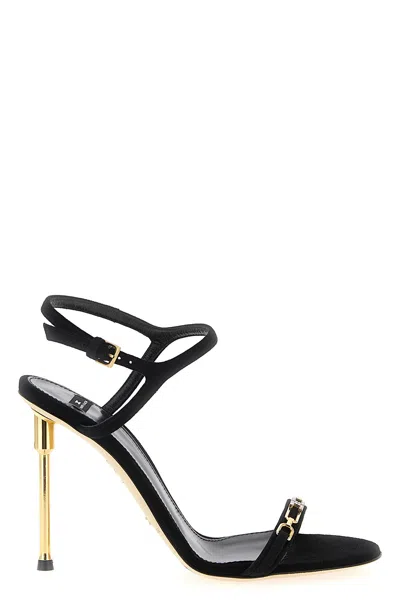 Elisabetta Franchi Sculpture Heel Sandals In Black