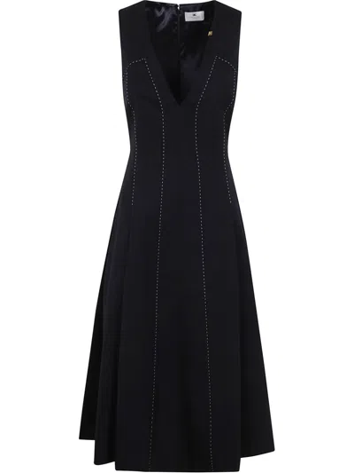 ELISABETTA FRANCHI SEAM-DETAILED MIDI DRESS