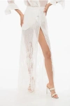Elisabetta Franchi See Through Sequined Skirt With Embossed Details In White