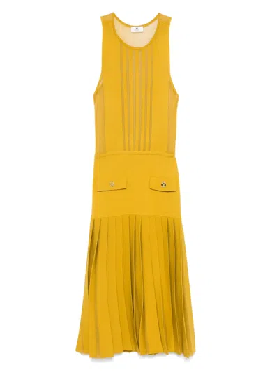 Elisabetta Franchi Semi Sheer-panel Knitted Midi Dress In Yellow