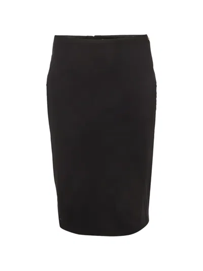 Pre-owned Elisabetta Franchi Semi-sheer-panel Midi Skirt In Black