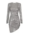 Elisabetta Franchi Sequin Minidress With Asymmetric Skirt In Gray