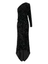 Elisabetta Franchi Sequin Asymmetrical Maxi Dress In Black