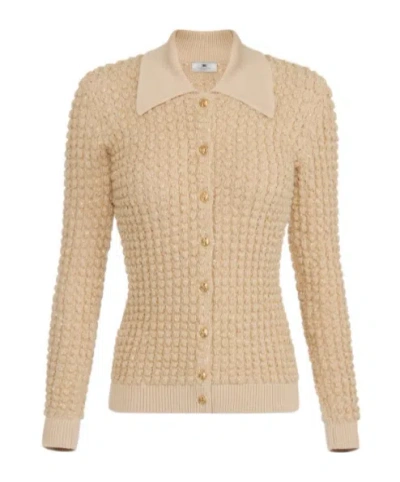 Elisabetta Franchi Sequin Boucl Cardigan In Brown