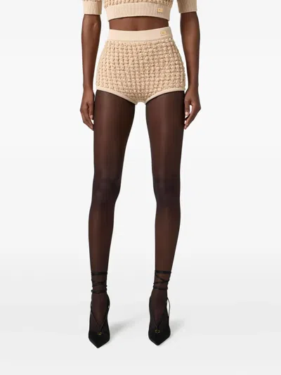 Elisabetta Franchi Sequin-embellished Bouclé Shorts In Neutral