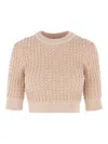 Elisabetta Franchi Sequin-embellished Cable-knit Sweater In Neutral