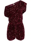 Elisabetta Franchi Sequin-embellished Chenille Playsuit In Red