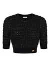 Elisabetta Franchi Sequin-embellished Cropped Sweater In Black