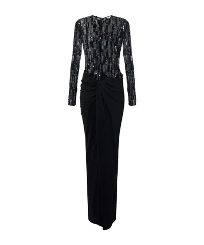 ELISABETTA FRANCHI ELISABETTA FRANCHI SEQUINS TULLE JERSEY RED CARPET DRESS