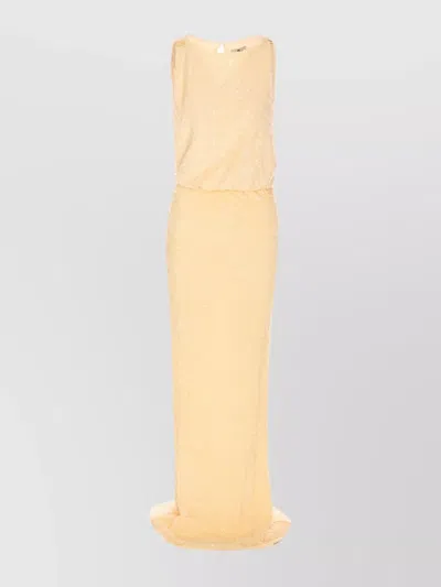 Elisabetta Franchi Sequin Embellished Floor-length Dress In Neutral