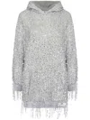 Elisabetta Franchi Sequin-embellished Hooded Mini Dress In Grey