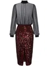 Elisabetta Franchi Sequin-embellished Georgette Midi Dress In Schwarz