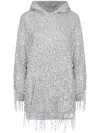 Elisabetta Franchi Sequin-embellished Hooded Mini Dress In Grey