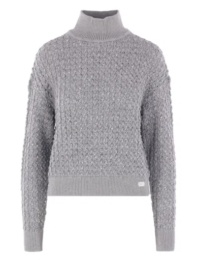 ELISABETTA FRANCHI SEQUIN-EMBELLISHED HIGH-NECK SWEATER