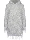 Elisabetta Franchi Sequin-embellished Hooded Mini Dress In Silver