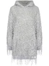 Elisabetta Franchi Sequin-embellished Hooded Mini Dress In Silver