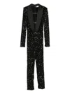 Elisabetta Franchi Sequin Trousers V-neck Embellished Detail In Black