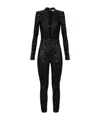 Elisabetta Franchi Sequin Trousers V-neck Embellished Detail In Black