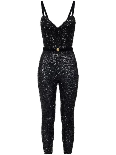 Elisabetta Franchi Sequin-embellished Jumpsuit In Black