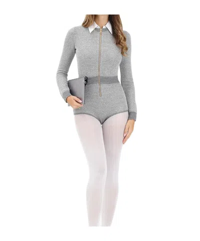 Elisabetta Franchi Sequin-embellished Knitted Jumpsuit In Gray