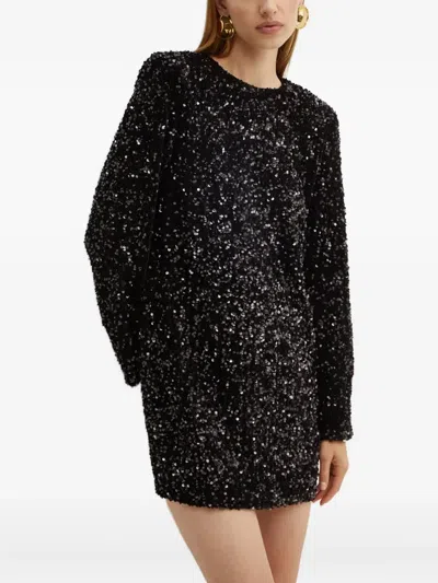 Elisabetta Franchi Sequin-embellished Long-sleeve Dress In Black