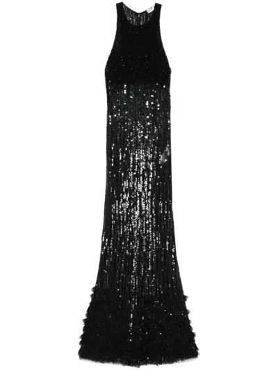 Elisabetta Franchi Sequin-embellished Maxi Dress In Black