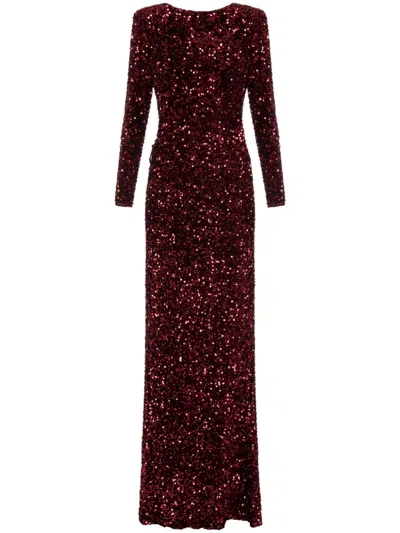 Elisabetta Franchi Sequin-embellished Maxi Dress In Rouge Noir